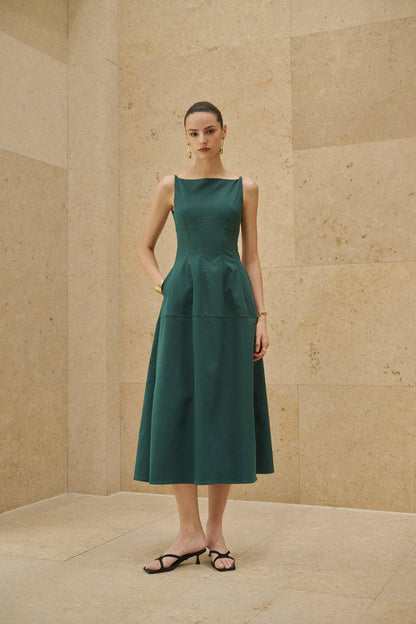 Structured A-line midi dress