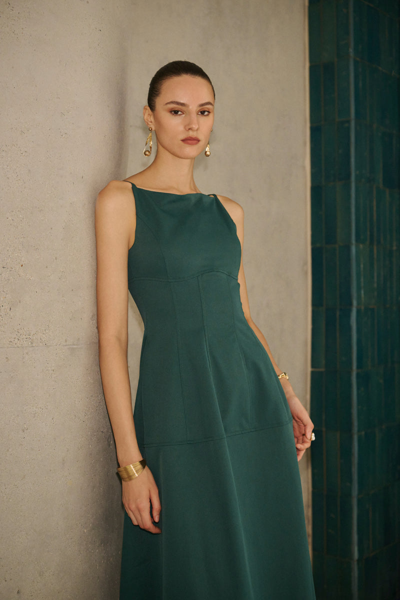 Structured A-line midi dress