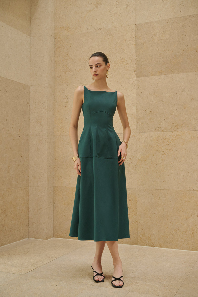 Structured A-line midi dress