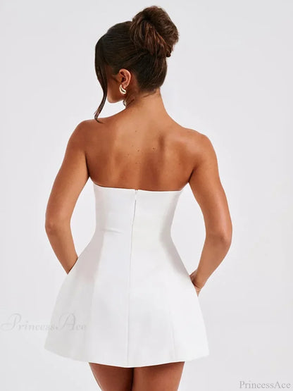 Summer White Mini High Waist Party Dress Partydress-241208