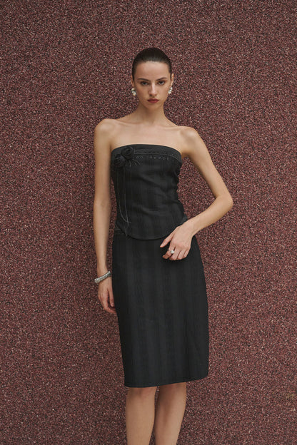 Textured pleat strapless set