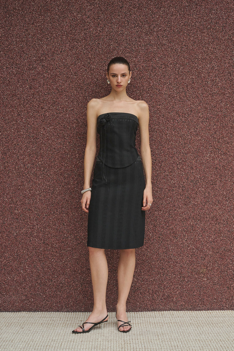 Textured pleat strapless set