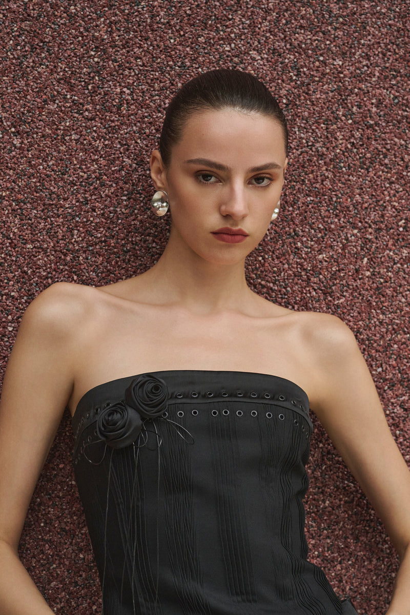 Textured pleat strapless set