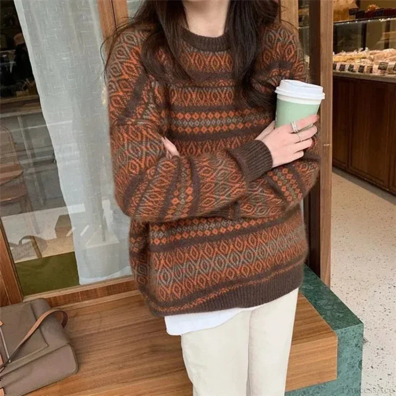 Thickened Wide Soft Retro Style Sweater Khaki / S