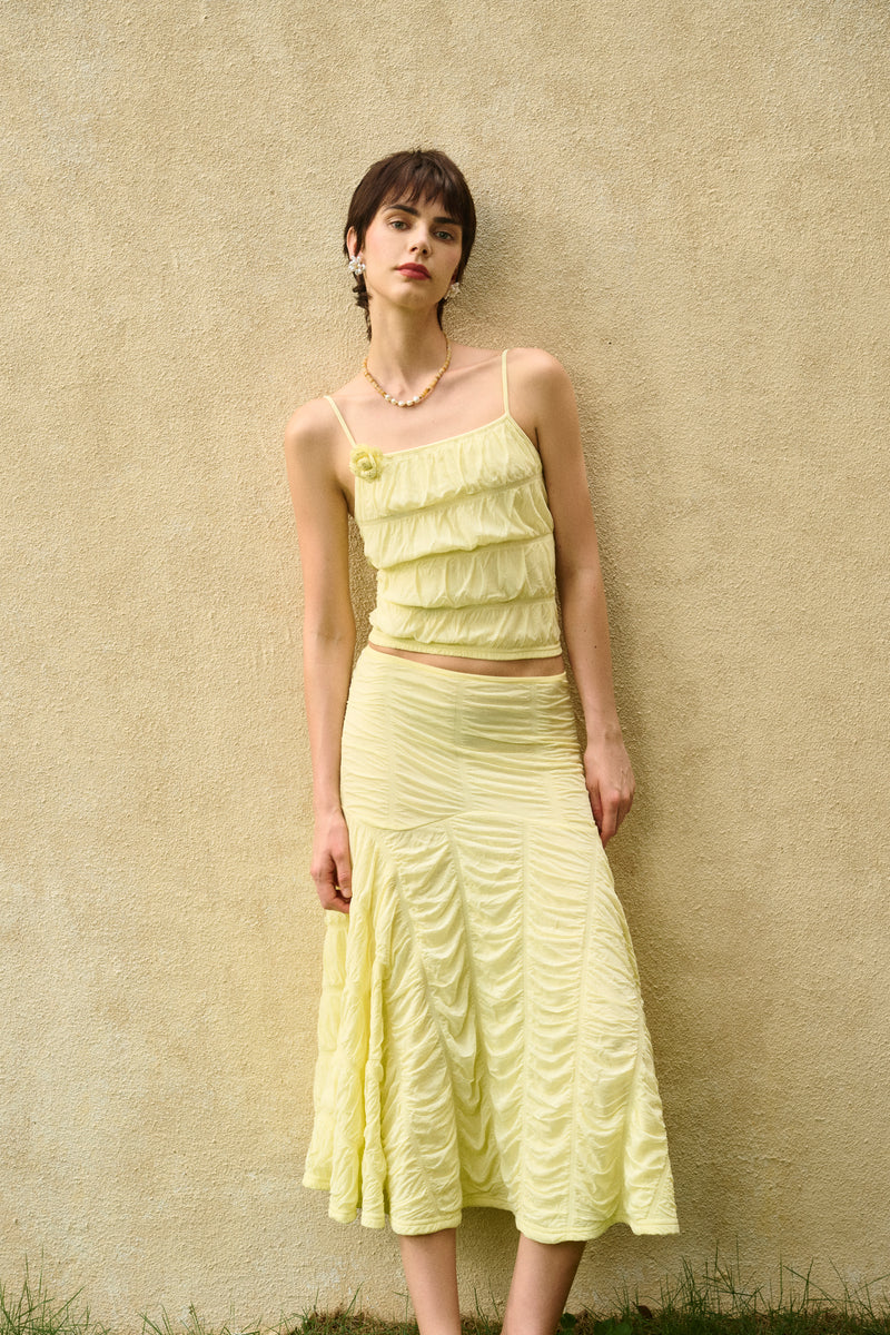 Tiered cami & ruched skirt