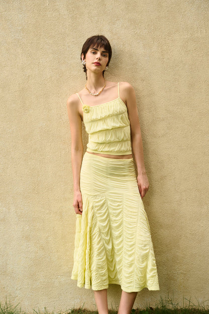 Tiered cami & ruched skirt