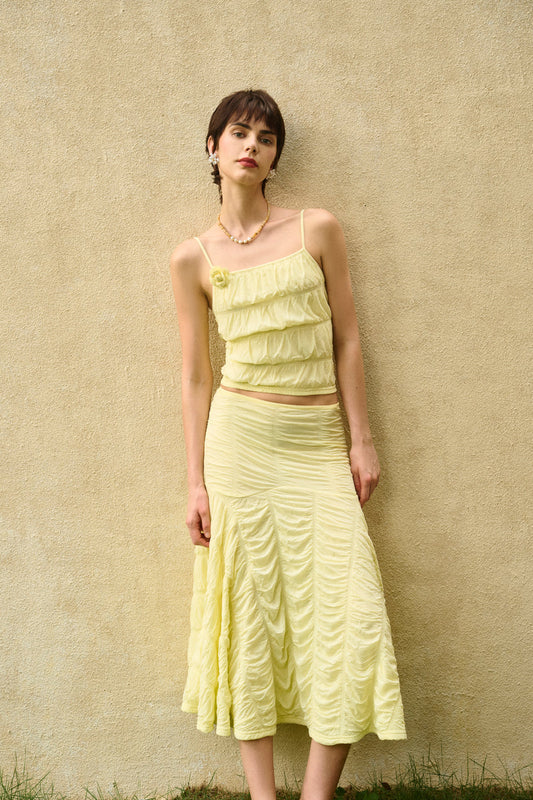 Tiered cami & ruched skirt