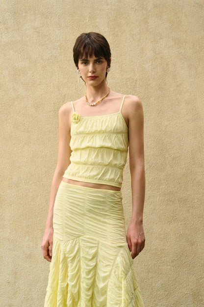 Tiered cami & ruched skirt