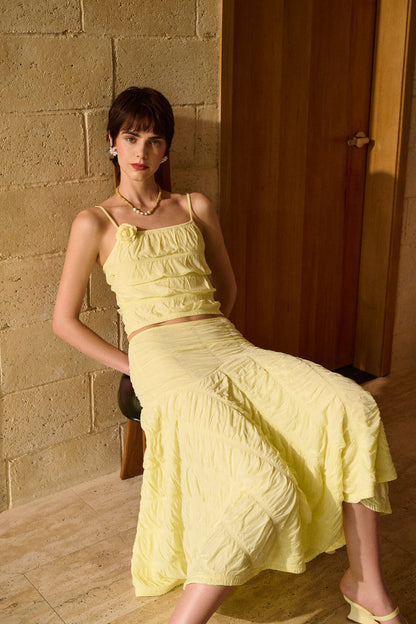 Tiered cami & ruched skirt