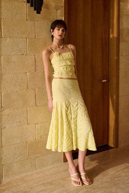 Tiered cami & ruched skirt