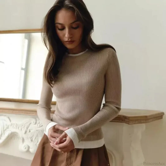 Tight Slim Long Sleeve O-neck Sweater