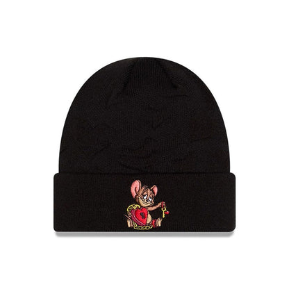 Pictured is this Tom & Jerry Key To My Heart Cuff Knit Beanie hat in black. 1