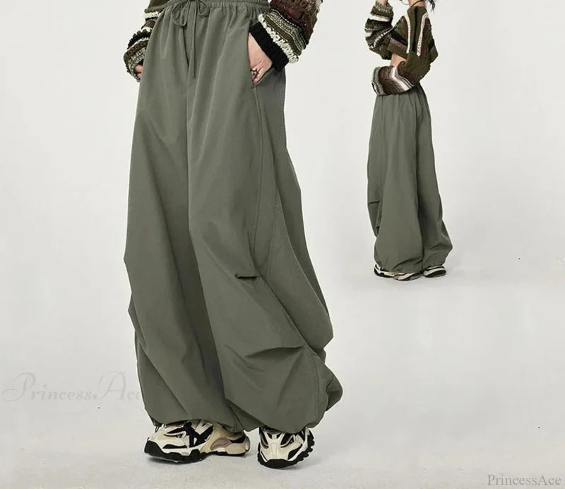 Trendy Loose Workwear Cargo Pants Green / S (35-45KG)