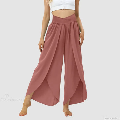 Tulle Ruffled Pleated Summer Pants Red / S