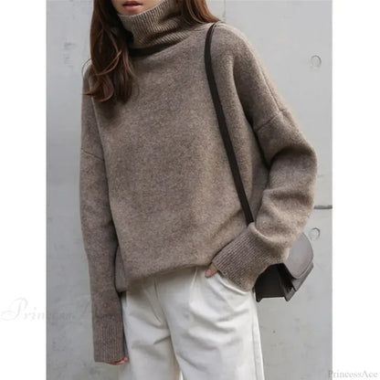 Turtleneck Cashmere Thickened Sweater camel / S