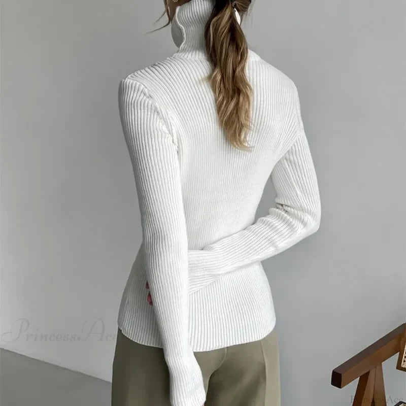 Turtleneck Slim Pullover Long Sleeve Sweater