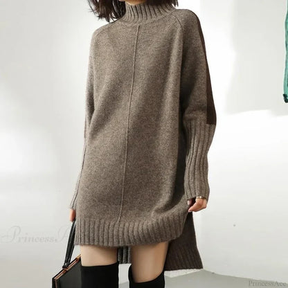 Turtleneck Wool Knit Warm Sweater Grey / S