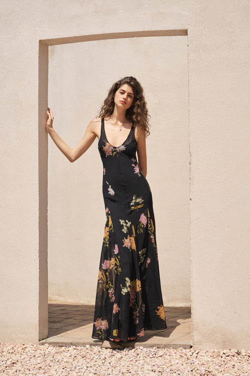 U-neck bloom maxi dress