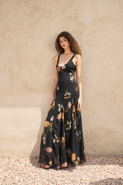 U-neck bloom maxi dress