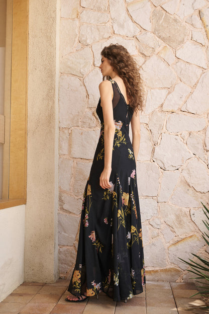 U-neck bloom maxi dress