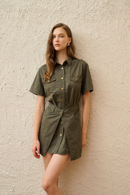 Utility style cotton dress