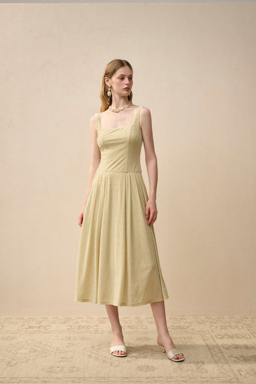 Velvet pearl-embellished dress