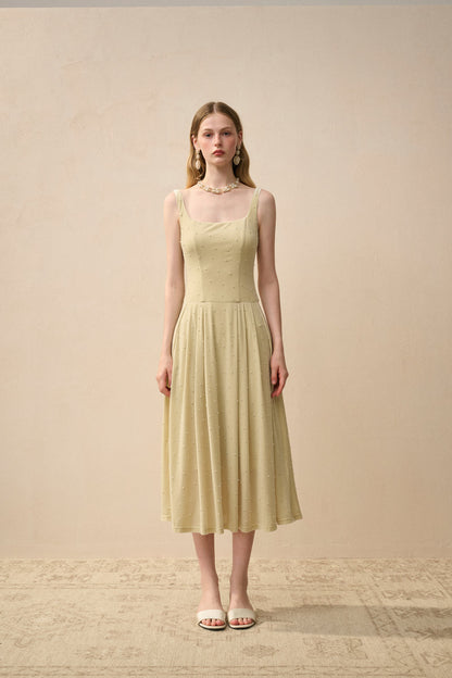 Velvet pearl-embellished dress