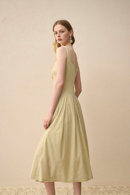 Velvet pearl-embellished dress