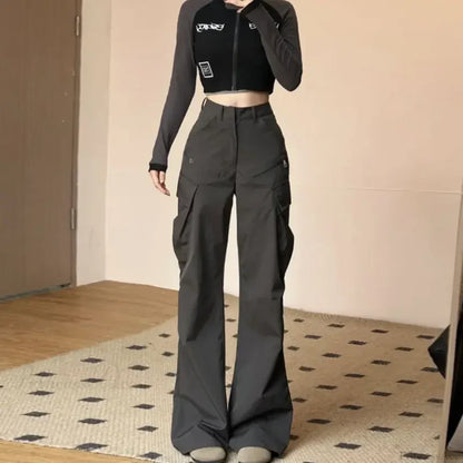 Vintage American Cargo High Waist Pants Grey / S