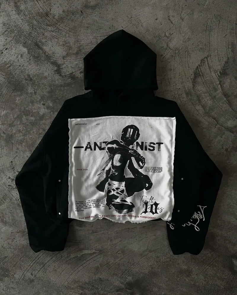 Vintage Black Zipper Hoodie black 3 / S