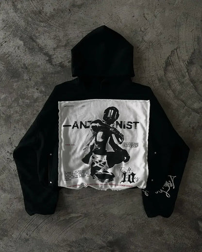 Vintage Black Zipper Hoodie black 3 / S