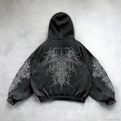 Vintage Punk Printed Casual Hoodie black 1 / M