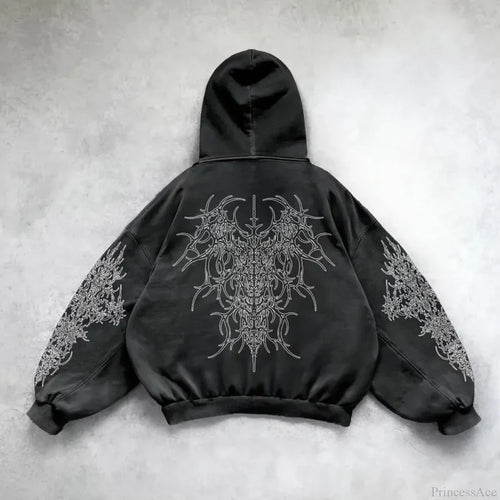 Vintage Punk Printed Casual Hoodie black 1 / M