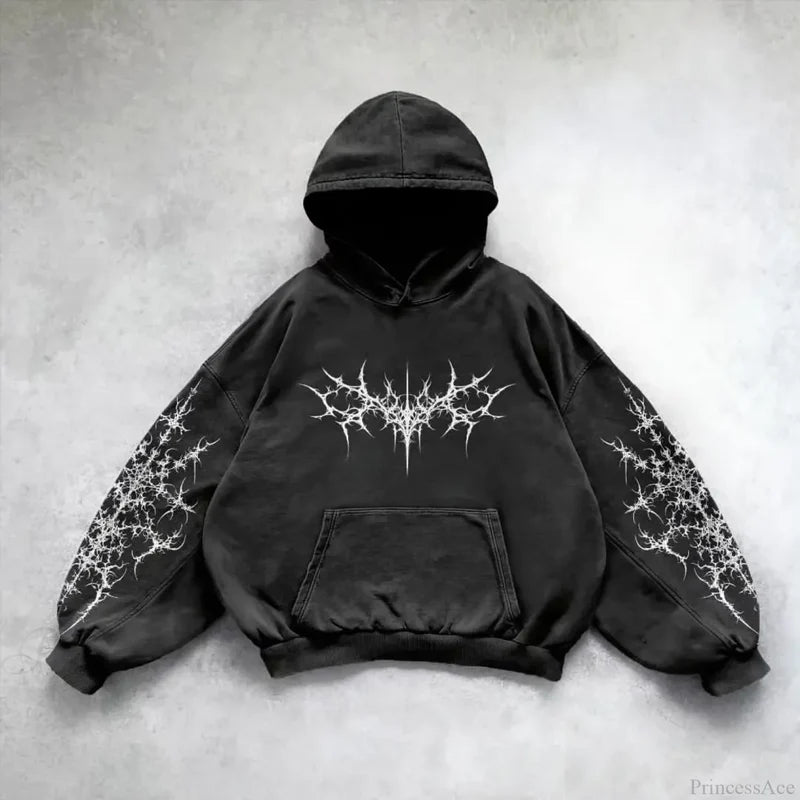 Vintage Punk Printed Casual Hoodie