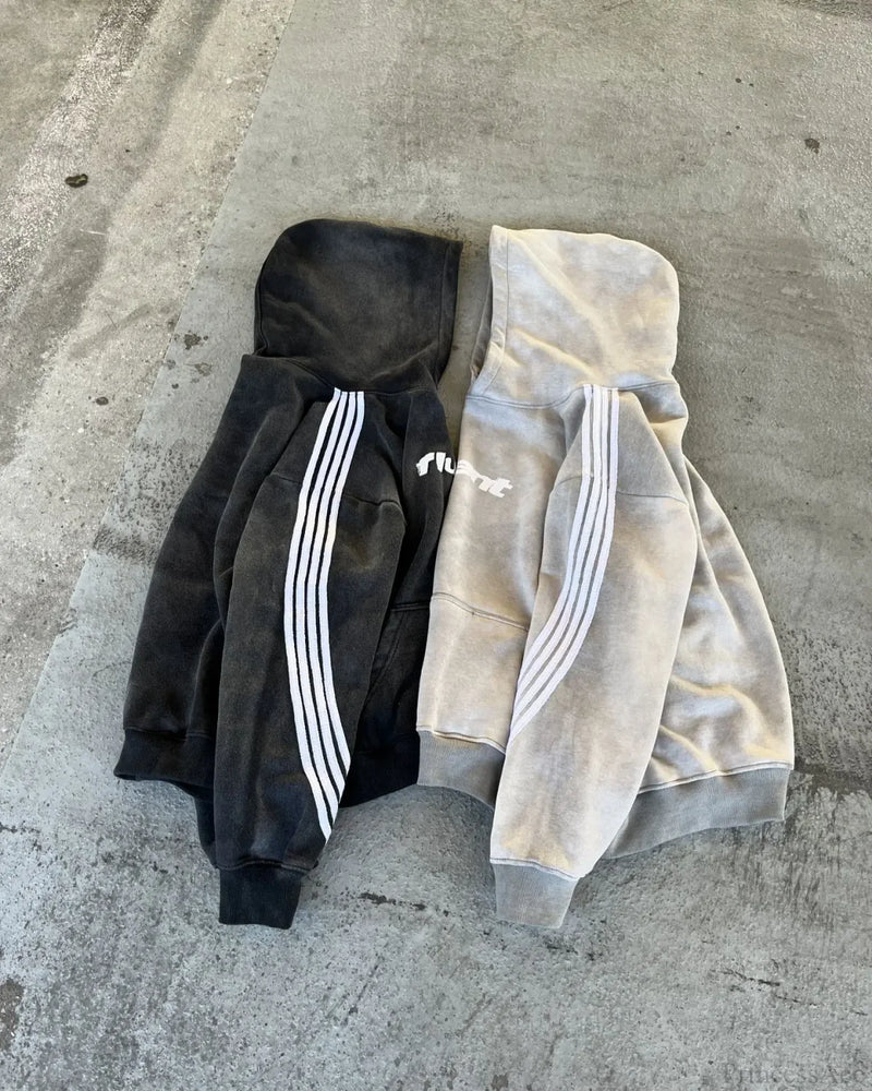 Vintage Stripe Graphic Pullover Hoodie