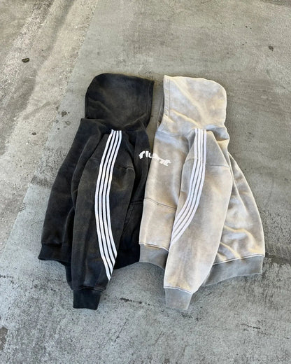Vintage Stripe Graphic Pullover Hoodie
