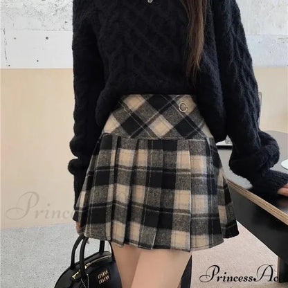 Vintage Sweet Korean Cute Kawaii Stylish Autumn Winter Trendy Mini Skirt