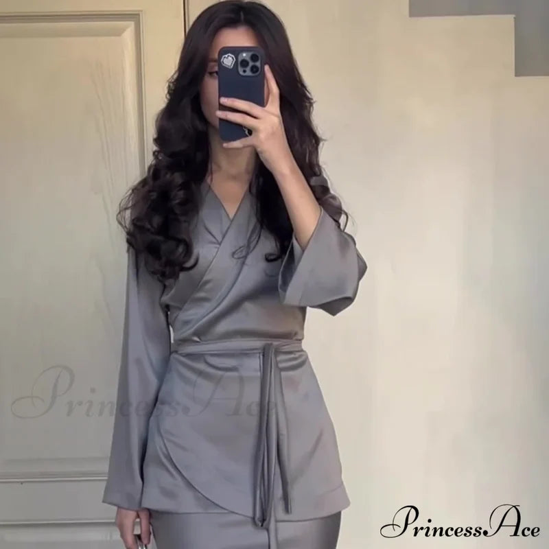 Waist-Accented Long Dress Suit