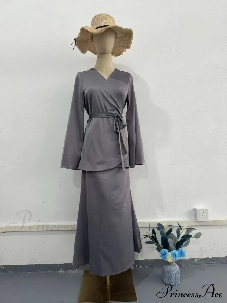 Waist-Accented Long Dress Suit Orange / S