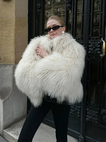 White Thicken Cropped Coat