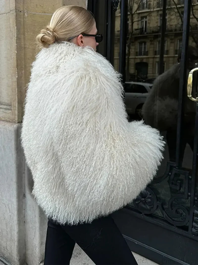 White Thicken Cropped Coat