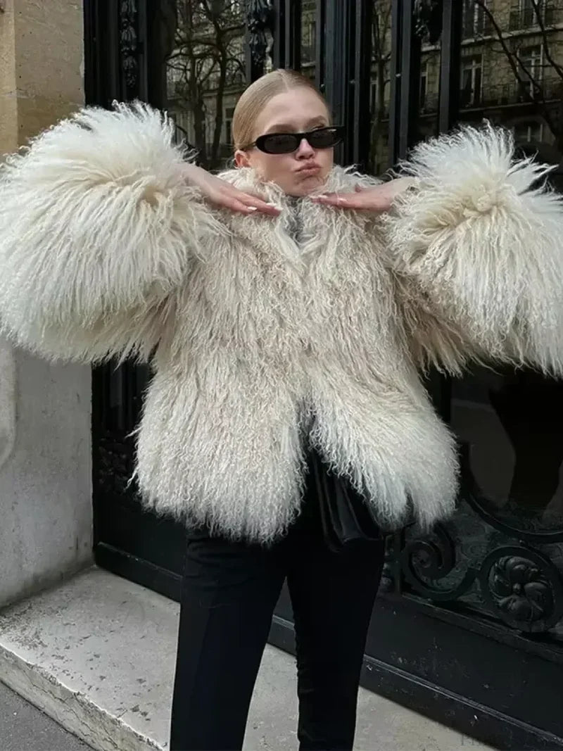 White Thicken Cropped Coat White / S