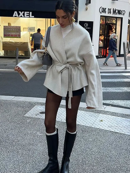 White Woolen Short Coat