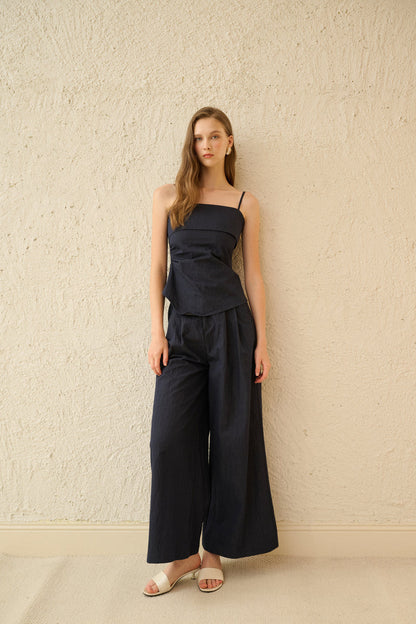 Wide leg denim pants