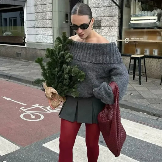 Winter Lapel Short Sweater GRAY / One Size