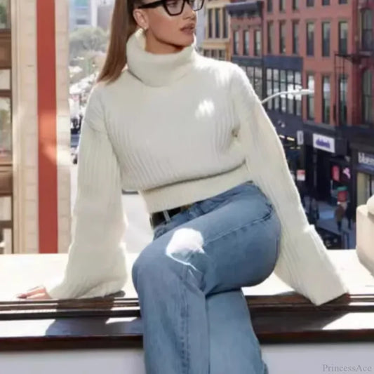 Winter Lapel Short Sweater WHITE / S