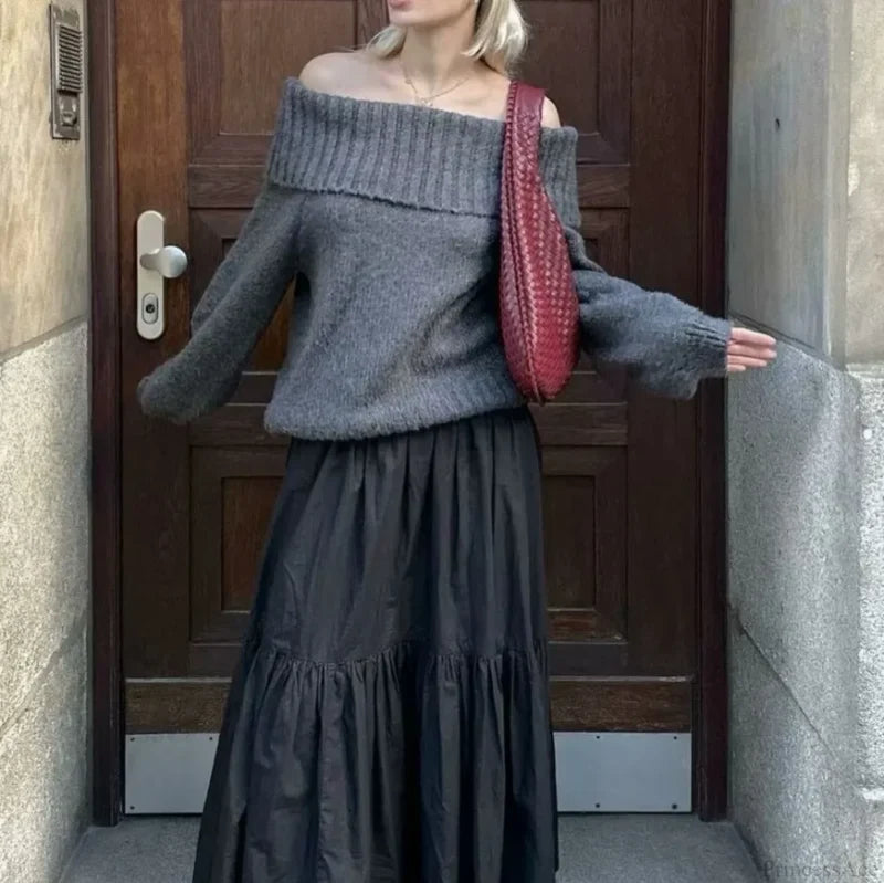Winter Lapel Short Sweater GRAY / One Size