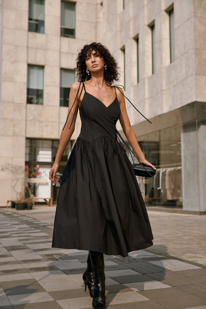 Wrap front midi dress