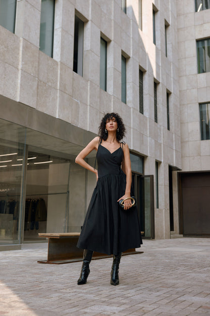 Wrap front midi dress