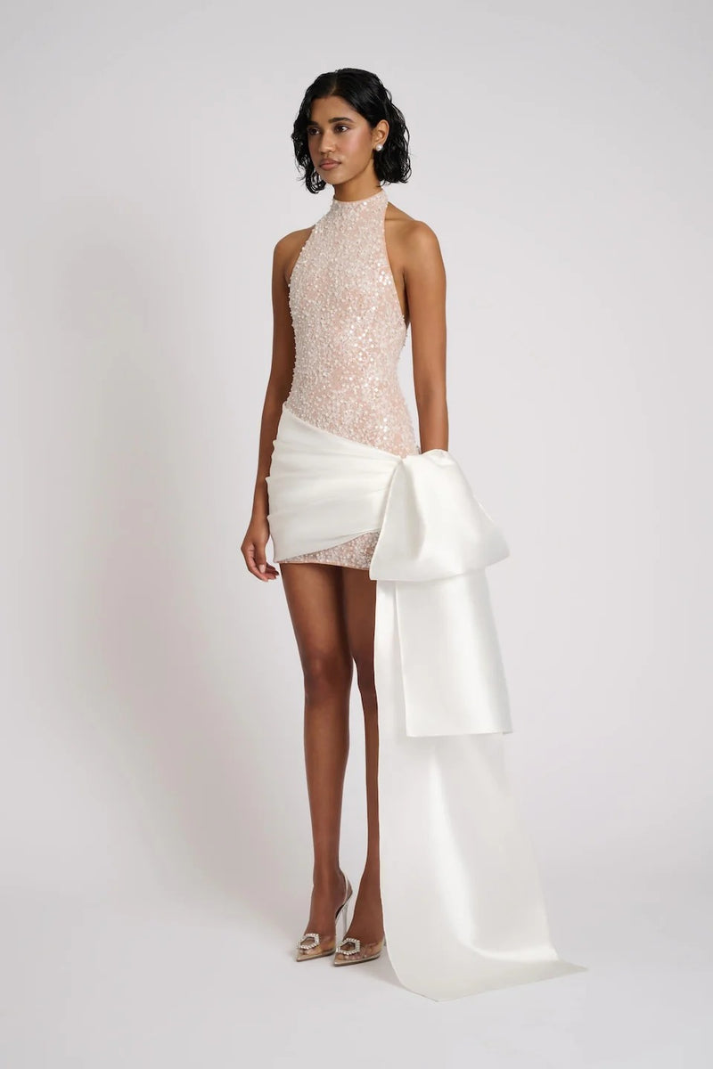 Yvonne Dress - White/Beige